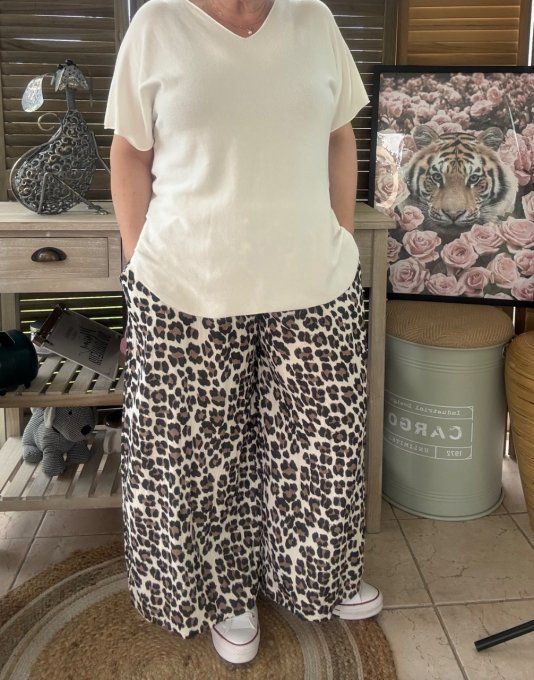 Tunique ou robe courte oversize Toile de Jouy Jungle chocolat et crème du 44 au 54/56 