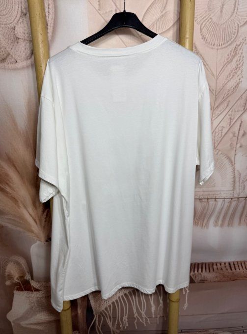 Tee-shirt oversize coton crème imprimé Le Trio de Teckel Fashion douceur +++ du 40 au 52/54