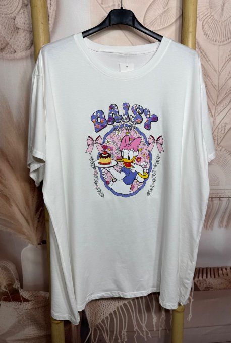 Tee-shirt oversize coton crème imprimé Daisy Duck Disney douceur +++ du 40 au 52/54 