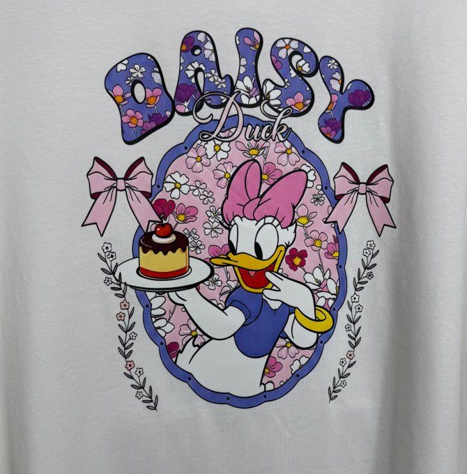 Tee-shirt oversize coton crème imprimé Daisy Duck Disney douceur +++ du 40 au 52/54 