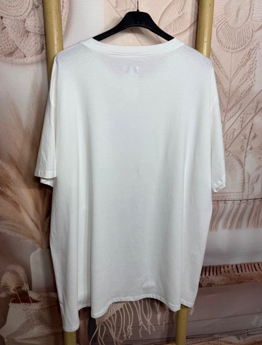 Tee-shirt oversize coton crème imprimé Frida Kahlo Viva la Vida douceur +++ du 40 au 52/54