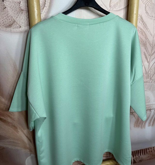 Sweat ample vert d'eau manches 3/4 Mon Adorable Teckel Fashion du 38 au 48/50 