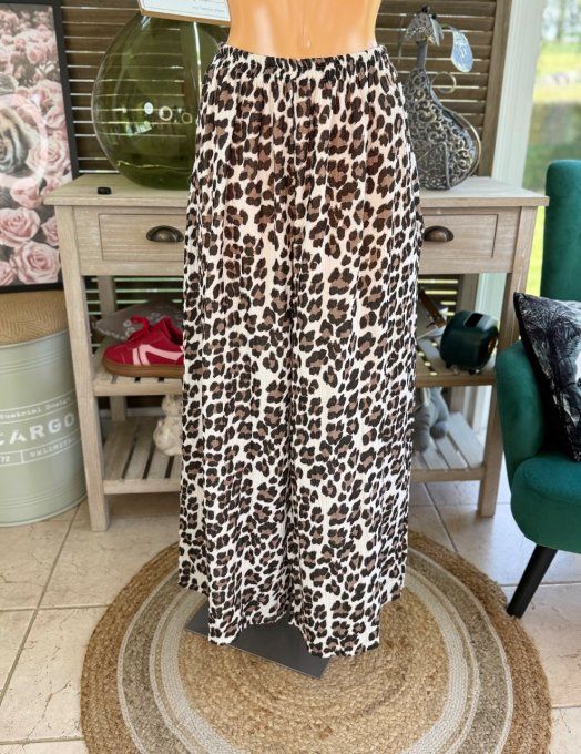 pantalon gaze de coton Léopard noir + chocolat + blanc douceur ++++ du 42 au 50/52