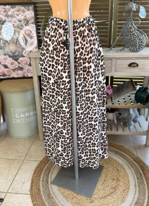 pantalon gaze de coton Léopard noir + chocolat + blanc douceur ++++ du 42 au 50/52