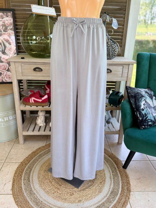 Pantalon Palazzo gris perle ultra extensible confort +++++ du 40 au 52