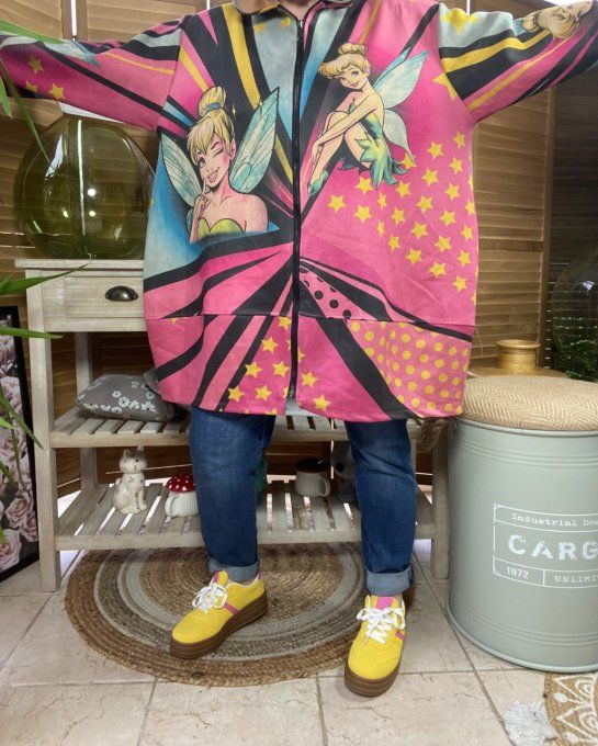 Manteau à capuche suédine multicolore Tinker.bell La Fée Clochette du 42 au 52 et même +