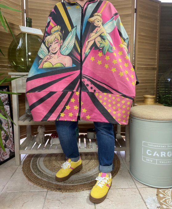 Manteau à capuche suédine multicolore Tinker.bell La Fée Clochette du 42 au 52 et même +