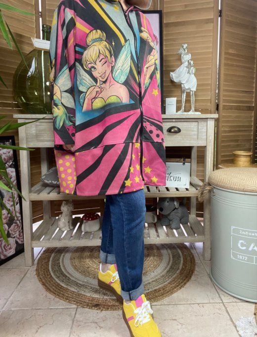 Manteau à capuche suédine multicolore Tinker.bell La Fée Clochette du 42 au 52 et même +