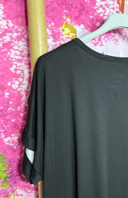 Tee-shirt ample noir manches courtes Frida Kahlo et les Tournesols du 40 au 50/52