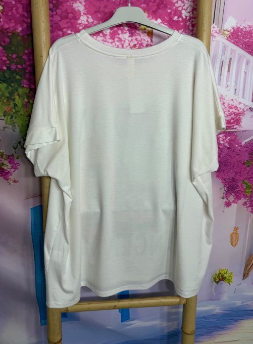 Tee-shirt ample viscose crème Love England & London For Ever douceur +++ du 38 au 50 