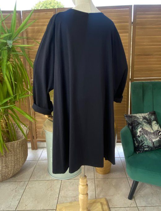 Robe trapèze oversize noire Mexican Skulls Calaveras Léopard & strass du 42 au 54 