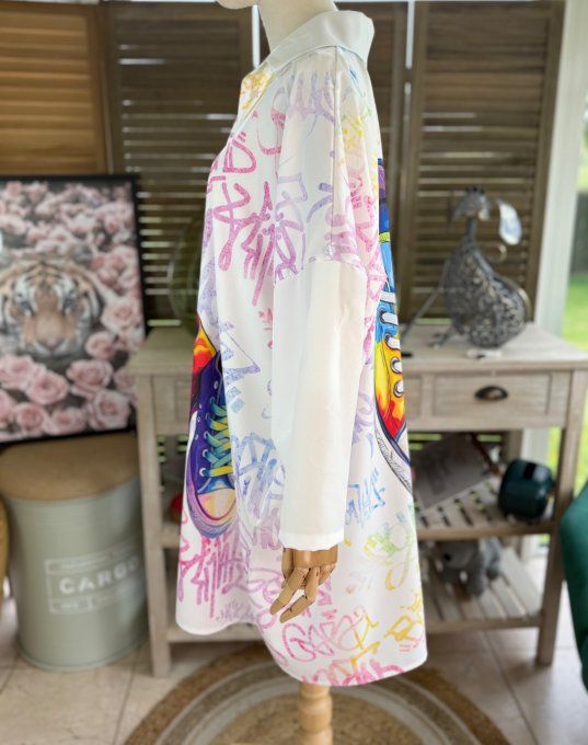 Robe chemise oversize Graffitis My Fashion Pretty Shoes du 42 au 52/54 