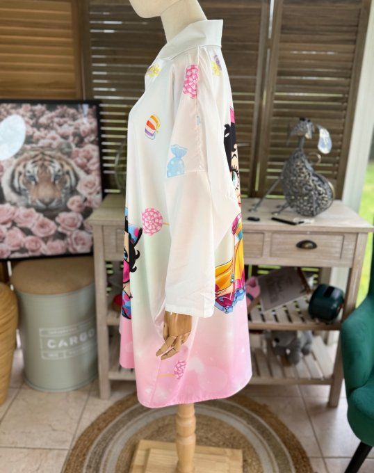 Robe chemise oversize Betty Boop Pretty Fashion Girl du 42 au 52/54