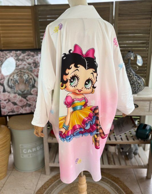 Robe chemise oversize Betty Boop Pretty Fashion Girl du 42 au 52/54