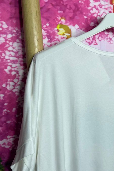 Tee-shirt ample blanc manches courtes Ma jolie pomme Léopard du 40 au 50/52 