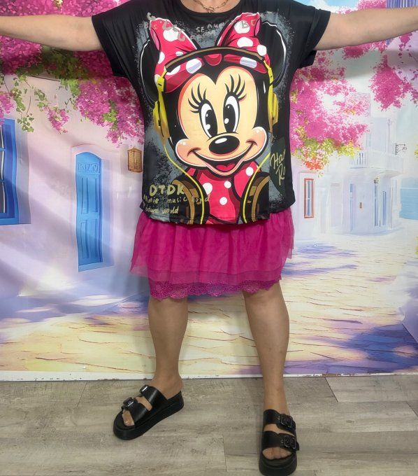 Tee-shirt ample noir manches courtes Minnie Mouse Disney Street Vibes du 40 au 50/52