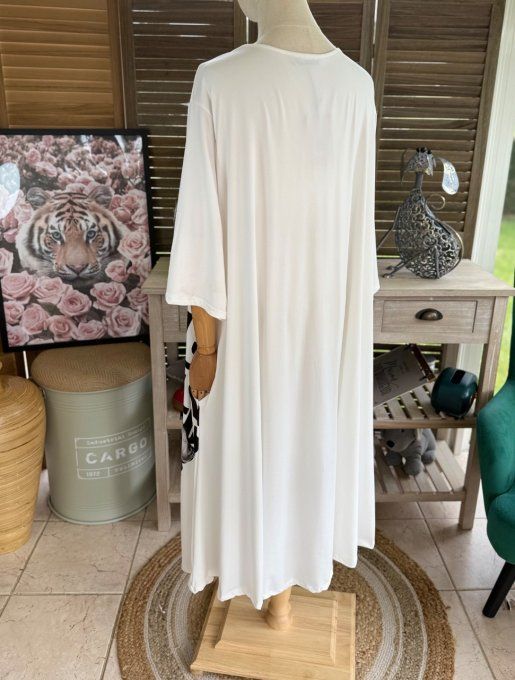 Robe trapèze longue ample blanche Marylin Monroe rétro chic du 42 au 54/56 et + 