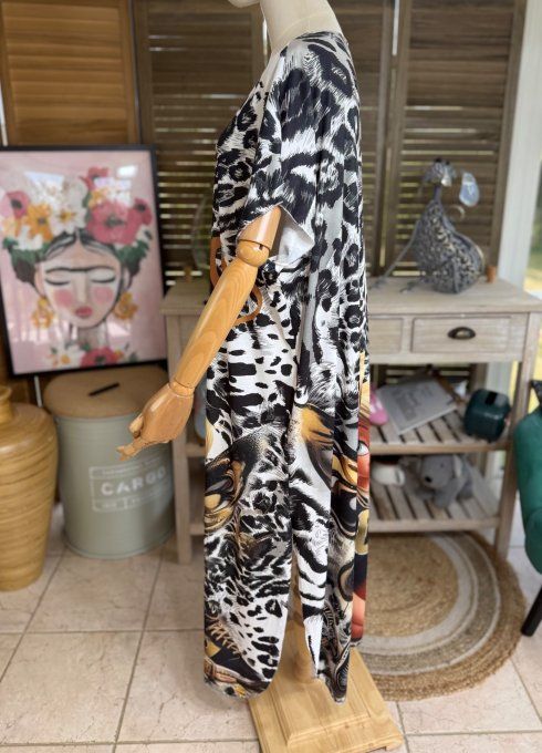 Robe longue léopard noir La Fée Clochette Urban Fashion Girl du 40 au 50 