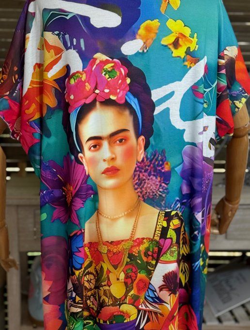 Robe longue multicolore Frida Kahlo Viva la Vida du 40 au 50