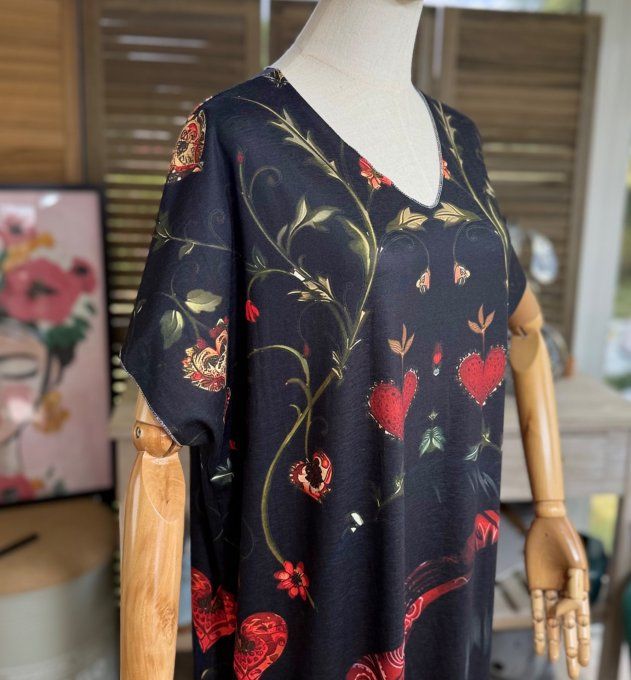 Robe longue noire The Pretty Tattoo Girl du 40 au 50 