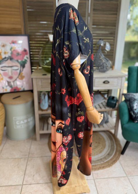 Robe longue noire The Pretty Tattoo Girl du 40 au 50 