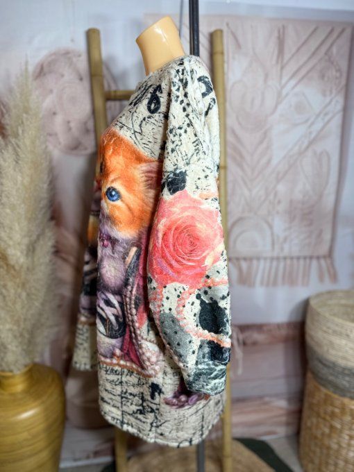 Robe courte ou Sweat long polaire duveteuse crème Les Chats dans les baskets du 40 au 50/52 