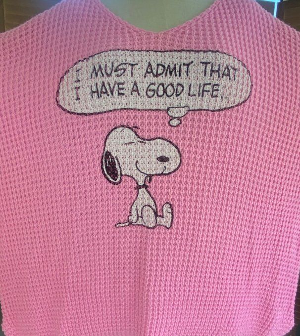 Pull de printemps ample nid d'abeille rose bonbon Snoopy du 42 au 52/54