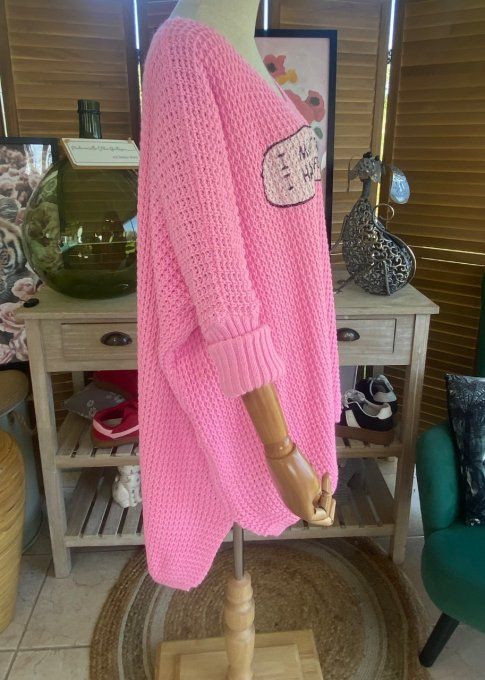 Pull de printemps ample nid d'abeille rose bonbon Snoopy du 42 au 52/54