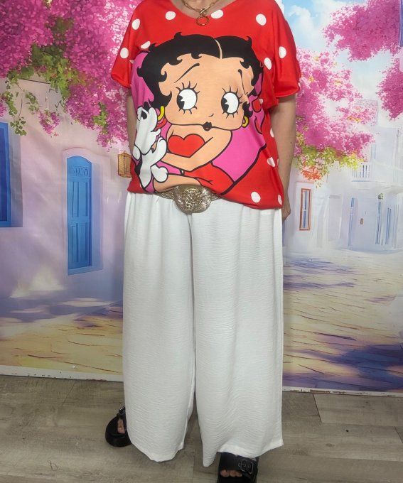 Pantalon palazzo fluide écru cuisses larges taille élastiquée Les Basiques du Dressing du 42 au 54