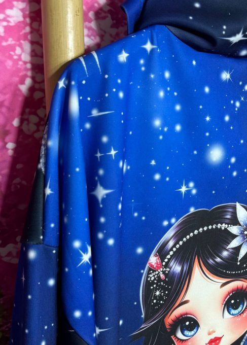 Sweat à capuche ample bleu nuit La Fée Papillon Etoiles confort +++ du 38 au 50 
