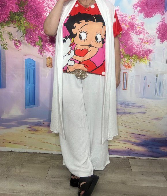 Veste trapèze longue fluide sans manches écrue douceur +++ du 42 au 52 et même +