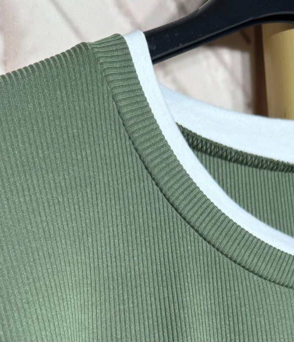 Ensemble pantalon + sweat finement côtelé Kaki confort +++ du 38 au 48 