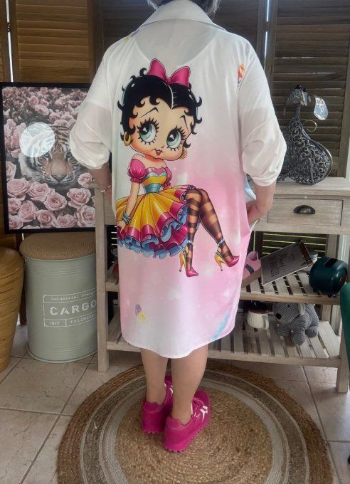 Robe chemise oversize Betty Boop Pretty Fashion Girl du 42 au 52/54