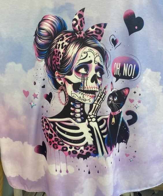 Top fin ample Lilas Mexican Skulls Catarina & the Black Cat du 40 au 52  