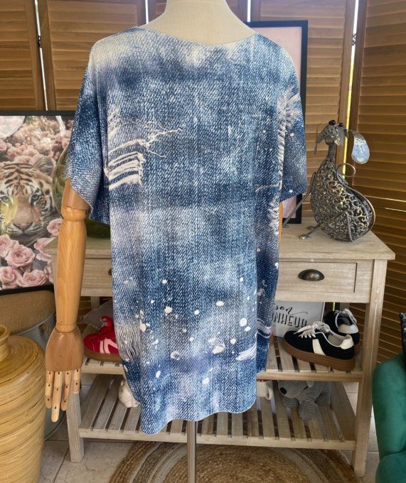 Top fin ample effet jeans délavé Rainbow Snoopy  du 40 au 52 