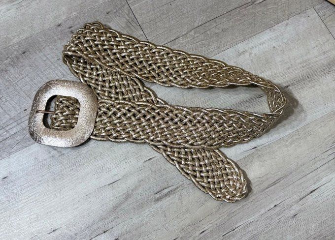 Ceinture tressée extensible dorée or stretch +++ du 36 au 50