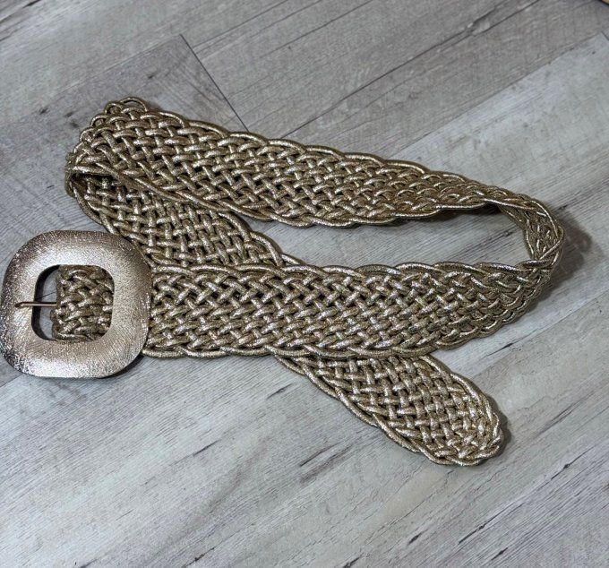 Ceinture tressée extensible dorée or stretch +++ du 36 au 50