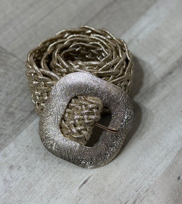 Ceinture tressée extensible dorée or stretch +++ du 36 au 50