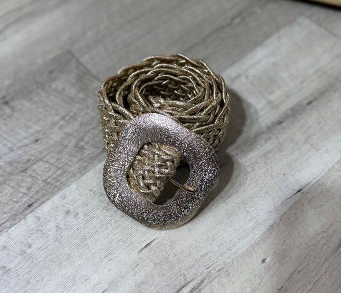 Ceinture tressée extensible dorée or stretch +++ du 36 au 50