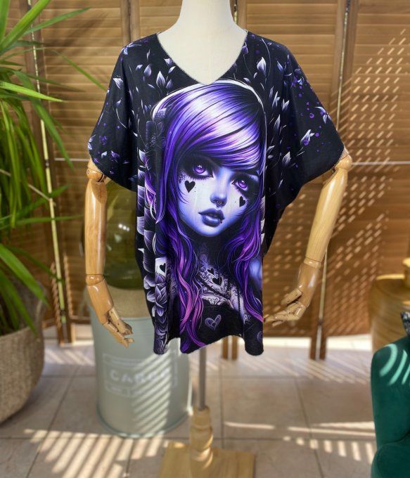 Top fin ample noir The Velvet Tattoo Gothic Girl du 40 au 52  