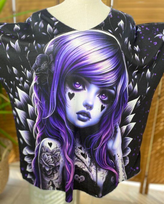 Top fin ample noir The Velvet Tattoo Gothic Girl du 40 au 52  