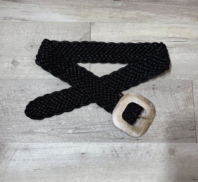 Ceinture tressée extensible noire et or stretch +++ du 36 au 50 