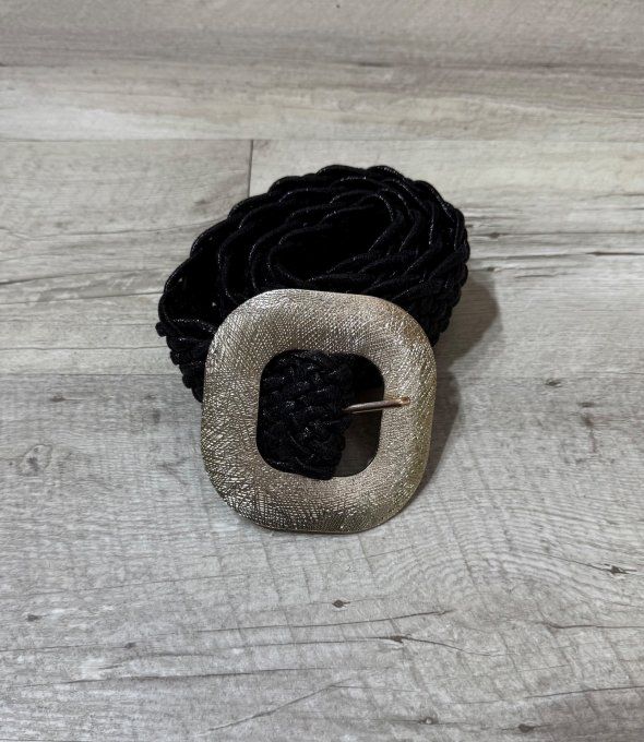 Ceinture tressée extensible noire et or stretch +++ du 36 au 50 