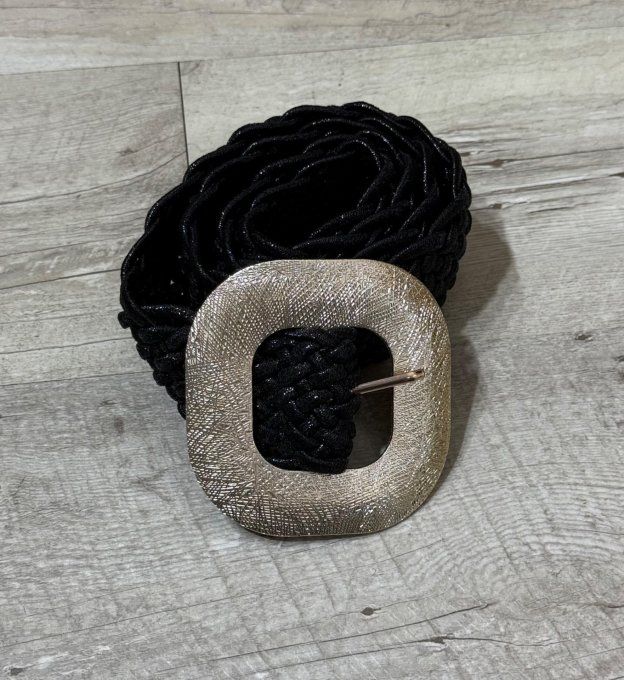 Ceinture tressée extensible noire et or stretch +++ du 36 au 50 