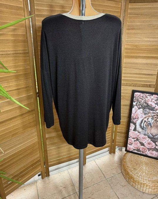 Top ample noir La Vie est Belle doré or du 42 au 52/54 