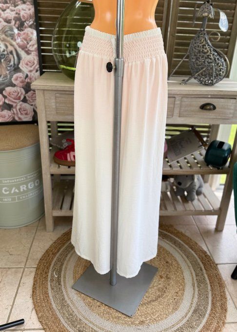 pantalon Palazzo blanc viscose ceinture confort ++++ du 42 au 50