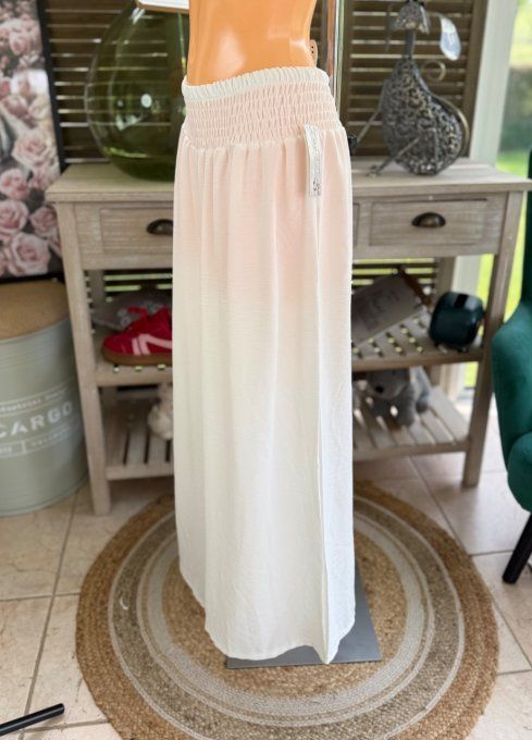 pantalon Palazzo blanc viscose ceinture confort ++++ du 42 au 50
