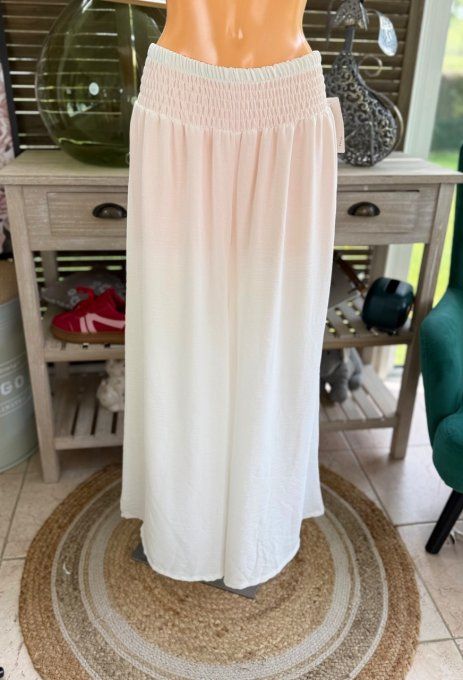 pantalon Palazzo blanc viscose ceinture confort ++++ du 42 au 50