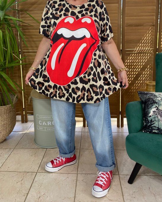 Top fluide trapèze Léopard The Rolling Stones du 38 au 50/52 