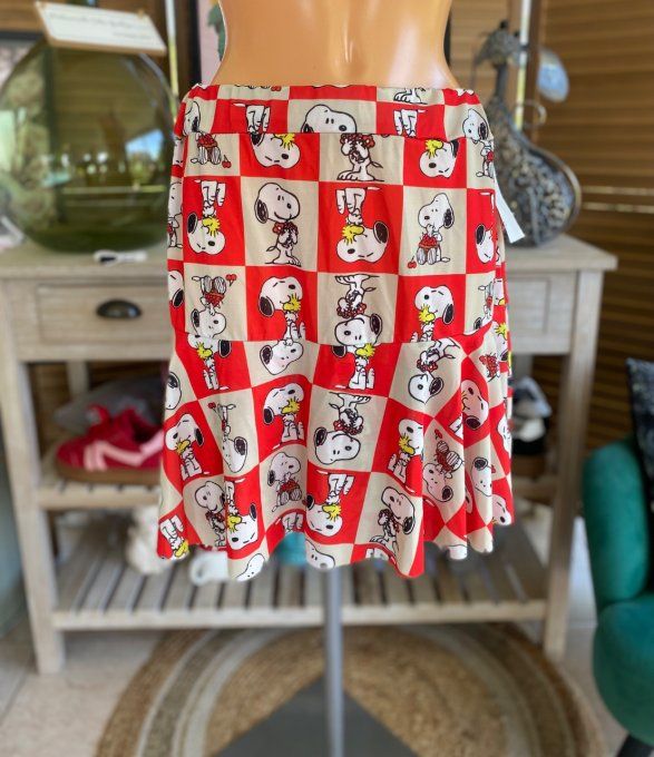 Jupe -short ample rouge Portraits de Snoopy all-over du 38 au 54